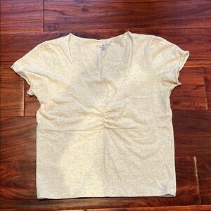 Brandy Melville Cream Ruched Fitted T-Shirt